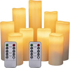 Flameless Battery Operated Led Candles10-Key Remote 24Hours Timer Set of 9 by Biyanuo