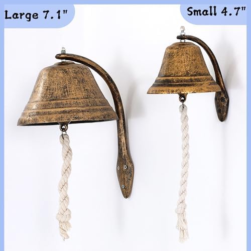 Cast Iron Hanging Dinner Bell with Outdoor Mount for Door Wall(L) - Image 2