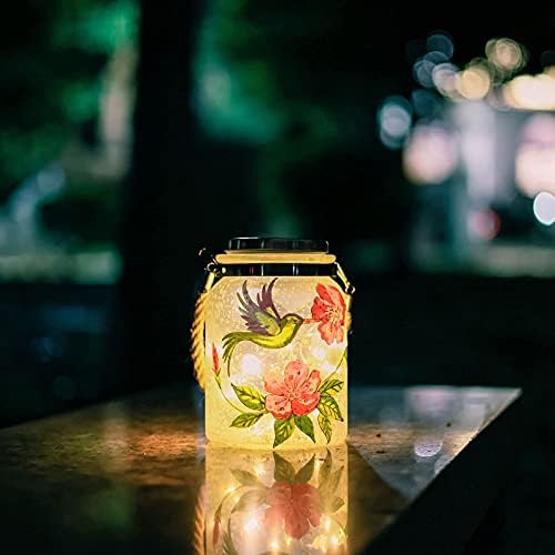 Mason Jar Solar Lights LED Hanging Lanterns Outdoor Table Lamps Garden Lawn Patio Yard Decorations Ornaments Hummingbird Warm White by HOBYLUBY
