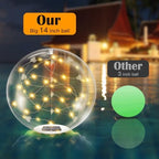 afzdby Floating Pool Lights Solar Powered,14 Inch 3000K Warm White Inflatable Glow in The Dark Balls,IP68 Waterproof Led Light up for Inground Pool,Christmas Decorations Outdoor Ornaments - Image 6