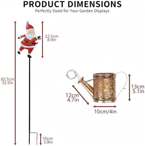 Christmas Solar Kettle Lights Garden Lawn Decorative Lights, Christmas Solar Kettle Lights, Outdoor Waterproof Hanging Metal Watering Can with LED Light for Gardens Lawn Patio (Warm Color) - Image 2
