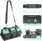 Women Garden Tools Bag 16inch Wide Mouth Tool Bag with Molded Base and Plastic-Padded, Inside Pockets for Tool Storage and Organization,600D polyester fabric (Teal color) - Image 3