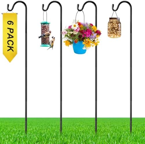 6 Pcs 48 Inch Shepherds Hook for Outdoor Adjustable Bird Feeder Pole by Yetene