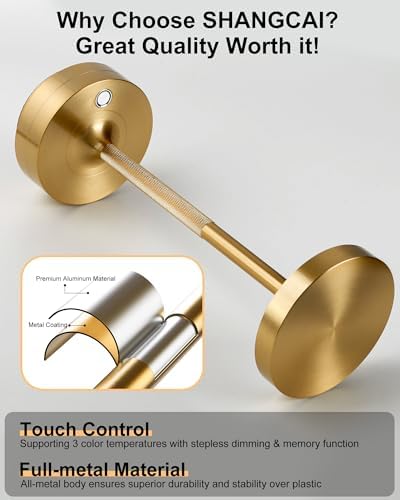 LED Cordless Lamp 5000mAh Outdoor Table Lights Rechargeable Gold - Image 5