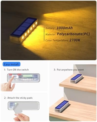 DetarZinLED Solar Step Lights Outdoor IP68 Waterproof 8 Pack Warm White - Image 5