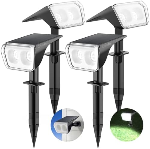 Consciot Solar Spot Lights Outdoor Waterproof, 24 LED Dusk-to-Dawn Solar Outdoor Lights, 2 in 1 Adjustable Wall Lights, Daylight Solar Landscape Spotlights for Garden Yard Wall Walkway, 4 Pack by Consciot