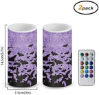 Battery Operated Flameless Candles with Remote and Timer Halloween Bat Purple Flameless LED Pillar Candles for Trick or Treat Party Home Decoration Battery Tea Lights - Image 2