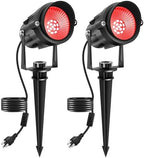 Halloween Red Landscape Lights Outdoor, 14 LED Landscape Lighting with US Plug, IP65 Waterproof Spotlights for Tree Yard Garden Pathway Christmas Decor 2 Pack by CREPOW