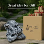 OLOMA Gothic Gargoyle Garden Statue Concrete Handmade Garden Sculpture Outdoor Lawn Decor Patio Yard Ornament Weather Resistant Cement Demon Figurine Mystery Lovers Gift - Image 2