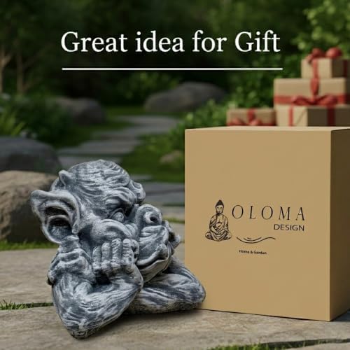OLOMA Gothic Gargoyle Garden Statue Concrete Handmade Garden Sculpture Outdoor Lawn Decor Patio Yard Ornament Weather Resistant Cement Demon Figurine Mystery Lovers Gift - Image 2