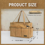 Durable 16OZ Waxed Canvas Tool Bag with Metal Frame, 15.5 Inch Large Collapsible Storage Tool Tote(Khaki | 15.5 X 7.5 X 10.5in) - Image 2