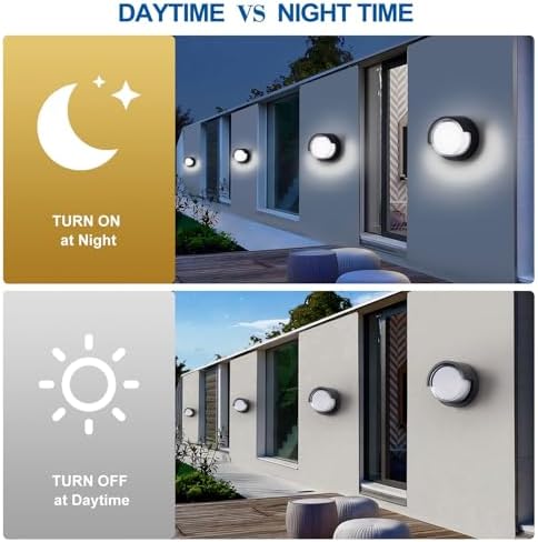 Modern Round Black LED Outdoor Wall Light 12W 120V 6000K Whitelight Waterproof - Image 3