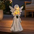 Solar Angel Garden Statue with Glowing Flowers, Sympathy Memorial Gifts by Fashionoda