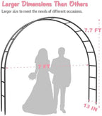 Queension Metal Arch Backdrop Stand 7Ft Wide 7.7Ft High, Wedding Arch Frame for Wedding Decorations, Balloon Arch Stand with Base for Ceremony, Outdoor Garden Arch Trellis for Climbing Plants, Black - Image 2