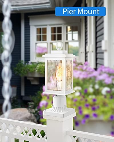 VIANIS Dusk to Dawn Outdoor Post Lights with Pier Mount Base, Modern White - Image 5