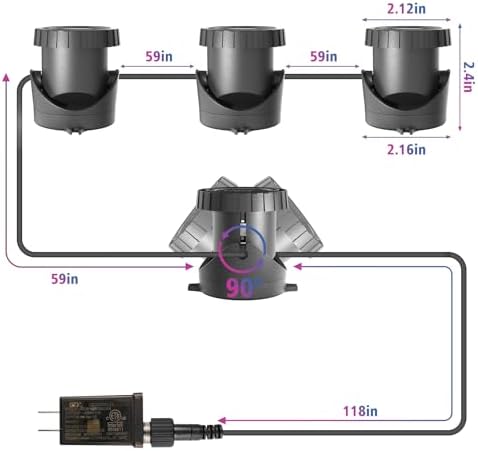 T-SUN Color Changing Pond Lights, 4 Lightheads with Bluetooth APP Control - Image 7