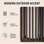 Solar Yard Slim Solar Outdoor Floor Lamp, Modern Wicker Patio Light with Dual Brightness 50/100 Lumens, Cordless Waterproof Standing Lantern for Backyard, Porch, Balcony & Poolside Decor, Brown - Image 6