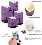 Halloween Flameless Candles with Remote Timer Real Wax Realistic Flickering Battery Operated LED Tealight Pillars with Pumpkin Castle Bat Spider Witch for Halloween Party Decorations - Image 3
