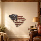 South Carolina "Home" State Shape Sign — Vintage American Flag Wall Decor - Image 5