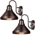 Brightever Gooseneck Porch Lights Outdoor, 2-Pack Farmhouse Exterior Barn Light Fixtures, Waterproof Industrial Brown Patio Wall Lamps for Garage, E26 Base Anti-Rust, Bulb not Included by Brightever