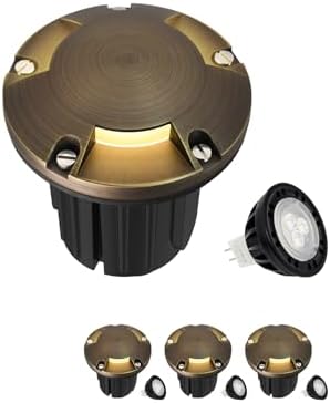 MALORY Low Voltage Landscape Well Lights,（φ126 mm Brass Top Cover 4Pack by MALORY