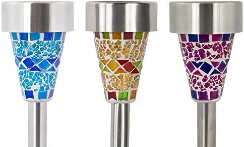Northlight 3 Mosaic Stained Glass Solar Powered LED Pathway Markers 15.5" - Image 5