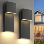 Modern Large Outdoor Wall Lights Integrated LED Outdoor Wall Sconces Lighting, Contemporary Exterior Lighting Fixtures Outside Wall Mount Lights for House Porch Front Door Garage, Matte Black 2 Pack by SIONLOM
