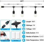 Lakumu 2-Pack 96FT Outdoor String Lights with E12 Filament S14 LED Bulbs - Image 6