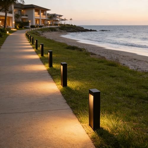 Pathway Lights For Outdoor Pedestal Bollard Lighting Fixtures Aluminum LED Waterproof Exterior Landscape Path Lights Hardwired 3000K Post Lanterns For Garden Lawn Patio Courtyard Driveway Lighting - Image 3