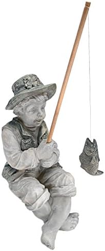 Design Toscano NG32122 Frederic the Little Fisherman of Avignon Lightweight Polyresin Statue, 15 Inch, Two Tone Stone by DesignToscano