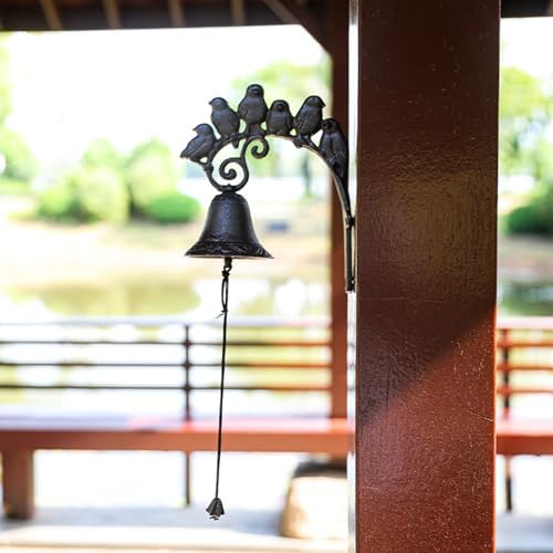 Dinner Bells for Outdoor Use - Cast Iron Church Wall Bell, Wall Mounted Entrance Gate, Decorative Farm Accent Bells with 6 Birds Large and Loud | Outdoor Dinner for Farmhouses Outdoor - Image 4