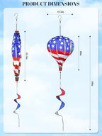 2PCS Giant Patriotic Hot Air Balloon Wind Spinners 14" W x 59" H Large American Whirligig Wind Spinner Hanging Ornaments for Memorial Day July of 4th Yard Garden Lawn Outdoor Decorations - Image 3