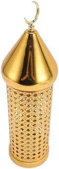 Moroccan Lantern, Handcrafted Retro Hollow Iron Gold Finish Battery Powered Wind Candle Lantern, Hanging Moroccan with Aromatic Holder for Home Decor, Outdoor (L) by Unknown