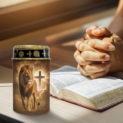 Poceacles Solar Lights Outdoor Grave Candle for Cemetery Decoration Solar Outdoor Lights for Garden Lawn Backyard Pathway Decor, 6 Pieces, Brown Lion Cross Pattern - Image 4
