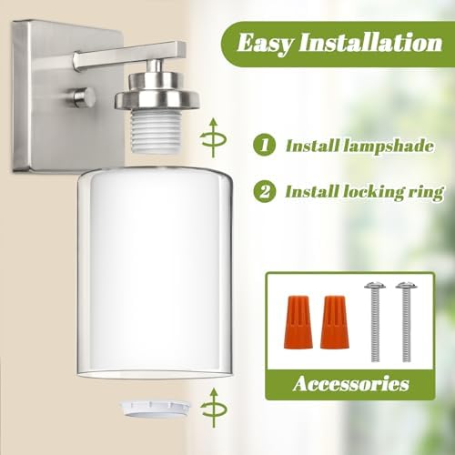 VerRon Set of 2 Wall Sconces for Bathroom, Modern Vanity Light Fixtures - Image 5