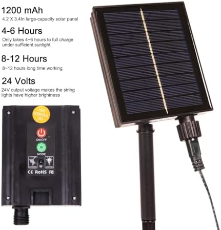 100FT Solar Outdoor String Lights Extra Long 300 LED with USB Charging & Remote & Memory Solar Powered Christmas Tree Lights Waterproof for Outside Porch Tree Garden Patio Wedding(Warm White) - Image 4