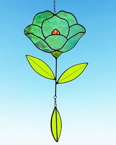 Flower Suncatchers, Stained Glass Window Hangings, Garden Suncatchers for Window and Wall Decor (B-Green) - Image 6
