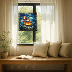 Gnome in Tulip Teacup Stained Glass Suncatcher – Square Hanging Window Panel for Home or Greenhouse – Whimsical Glass Art Gift for Garden Lovers, Christmas, Halloween, Father Days dXYmAm - Image 7