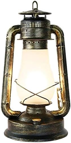 Vintage Wrought Iron Table Lamp - Retro Kerosene Lantern Style - Bronze Metal Desk Light for Home, Restaurant, Farmhouse & Office by Unknown