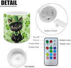 4Pcs St Patrick's Day Shamrocks Flameless Candles with Remote Battery Operated Candles with Timer, Cute Black Cat Pillar Tea Lights Bulk for Indoor Outdoor Home Decorations - Image 2
