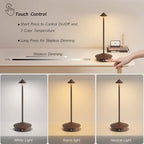 EJQ 2 Pack LED Rechargeable Cordless Table Lamps,Portable Outdoor 5000mAh Battery Operated Table Light Touch Control 3 Color Dimmable for Patio/Cofee/Restaurant/Camping/Dining/Bedroom-Brown - Image 3