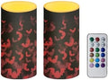 Halloween Red Bat Flameless Candles with Remote Battery Operated Candles with Timer LED Pillar Lights for Trick or Treat Home Banquet Decoration Gifts by Merkmak