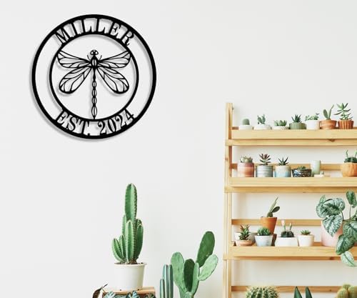 Custom Dragonfly Metal Sign, Tropical Dragonfly Garden Art, Metal Last Name Monogram, Garden Hanging Decoration, Gift For Her, Address Sign - Image 3