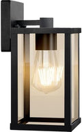 Outdoor Wall Light Fixtures, Exterior Waterproof Lanterns, Porch Sconces Wall Mounted Lighting with E26 Sockets & Glass Shades, Modern Matte Black Wall Lamps for Patio Front Door Entryway (3) by outdoorlandscapelights