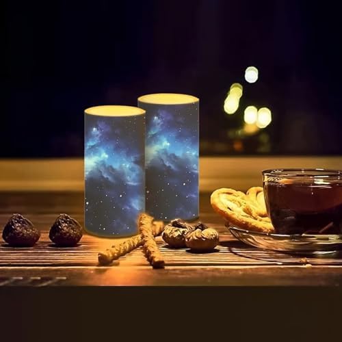 Starry Sky Flameless Candles with Remote Galaxy Outdoor Battery Operated Candles with Timer Flickering LED Elictric Pillar Lights for Outdoor Porch Wedding Home Decor Set of 2 - Image 7