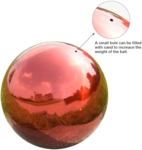 Gazing Ball Garden Mirror Outdoor - 12 Inch Outside Decorative Globe, Red - Image 3