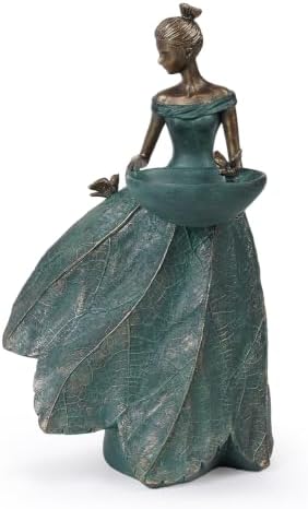 DiliComing Garden Fairy Statue Bird Feeder - 12-Inch Resin Outdoor Fairy Decor, Garden Maiden Statue for Yard, Patio, Lawn, Backyard, Outdoor Statues Gift for Women Garden Lovers(Green) by DiliComing
