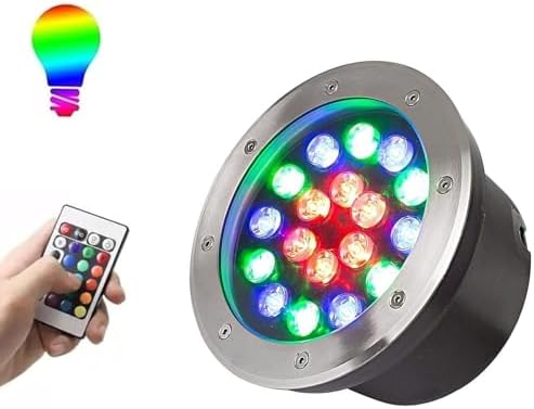 LED Underwater Pond Lights - Submersible RGB Fountain Light, IP68 Waterproof Stainless Steel Recessed Pond Spotlight, Color Changing Landscape Lights with Remote Control(220v-Rgb,18W) by Unknown