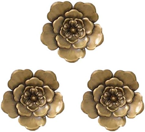 8 Inch Large Metal Flower Wall Art Multiple Layer Home Decor for Outdoor Home Garden Porch Patio Set of 3 (Gold)) by Unknown