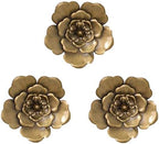 8 Inch Large Metal Flower Wall Art Multiple Layer Home Decor for Outdoor Home Garden Porch Patio Set of 3 (Gold)) by Unknown